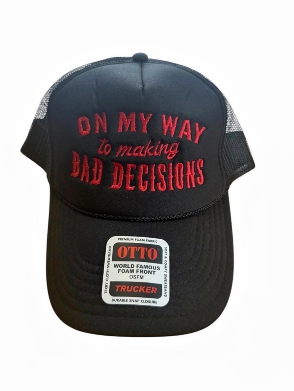OTTO Black/Red Snapback Hat "On My Way to Making Bad Decisions"